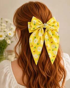 Yellow Daisy Bee Statement Hair Bow Cross Cottagecore Spring Accessory